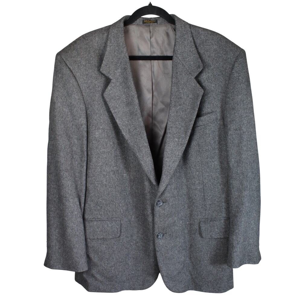 Bachrach Sport Coat Camel Hair Blazer Mens Size 44 R Gray Jacket Luxury Office